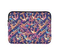 13-14 Inch Sleeve for Laptop, Soft Lining Tablet Briefcase Carrying Bag for Journey Work Business, Ocean Themed Simple Anchors