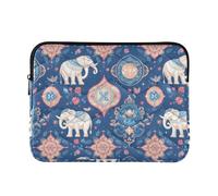 13-14 Inch Travel Laptop Bag Handbag, Portable Computer Bags with Zipper for Journey Work Business, Colorful Elephants Decorated Mandala