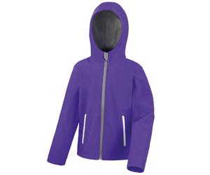 (13/14, Purple/Grey) Result Core Kids Unisex Junior Hooded Softshell Jacket