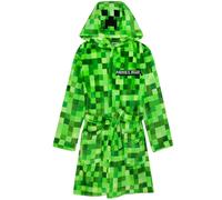 (13-14 Years, Green) Minecraft Boys Creeper Pixel Dressing Gown