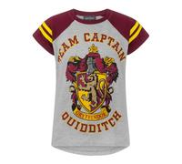 (13-14 Years, Grey/Maroon) Harry Potter Official Girls Gryffindor Quidditch Team Captain T-Shirt