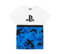 (13-14 Years) PlayStation Kids T-Shirt Camo Boys Blue White Logo Game Short Sleeve Top