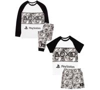 (13-14 Years) PlayStation Short Sleeve Short Leg Pyjama Set (Boys Grey)