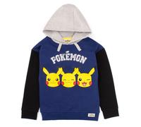 Pokemon Hoodie For Boys | Kids Pikachu Face Blue Grey Hooded Sweater | Childrens Gamer Clothing Gift Merchandise 13-14 Years