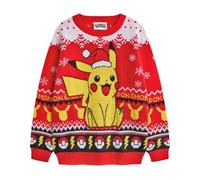 (13-14 Years, Red Solid) Pokemon Boys Pikachu Christmas Jumper