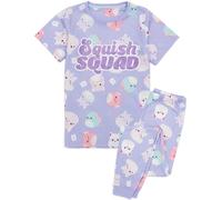 Squishmallows Girls Pyjamas | Kids Plushies Purple Short Sleeve Top Long Bottoms | Characters Squishy Soft Stuffed Plush Animal Merchandise