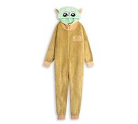 Star Wars The Mandalorian Grogu Unisex Kids Green Onesie | Hooded Zip-Up Cosy Fleece Loungewear & Costume Play | Soft Long Sleeve Clothing | Kids Merchandise - 13-14 Years