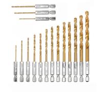 13/16Pcs HSS High Speed Steel Titanium Coated Drill Bit Set 1/4 Hex Shank 1.5mm-6.5mm Hexagonal Handle Twist Drill,16PCS,High Speed Steel