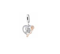 13 18 21 30 40 50 60 70 80 Birthday Age Anniversary Rose Flower Love Heart Charm Bead Pendant 925 Sterling Silver Compatible With Pandora Charm Moments Bracelet (50th Birthday Charm)