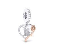 13 18 21 30 40 50 60 70 80 Birthday Age Anniversary Rose Flower Love Heart Charm Bead Pendant 925 Sterling Silver Compatible With Pandora Charm Moments Bracelet (16th Sweet 16 Birthday Charm)