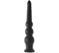 13.19in Black PVC Anal Beads Plug with Spiral Ridges 3 Knots Balls Suction Cup Base Flexible Waterproof Butt Stretcher Prostate Massager for Men Women Couples