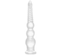 13.19in Clear PVC Anal Beads Plug with Spiral Ridges 3 Knots Balls Suction Cup Base Flexible Waterproof Butt Stretcher Prostate Massager for Men Women Couples