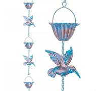 13.1FT Hummingbird Rain Chain, Functional Replacement For Downspout, Metal Rainwater Catcher Chain, Outdoor Garden Decor, For Garden And House