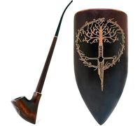 13.2"/33cm Long Churchwarden Pear Wood Tobacco Pipe. Tolkien-Inspired Broken Sword engraving. 9mm Filter. Velvet Pouch Gift. Tobacco use only