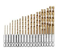 13~20Pcs 1/4inch 6.35mm Hex Shank 1.5-6.5mm Drill Bits High Speed Steel Coated Drill Bit Set Power Tools Accessories(19pcs)