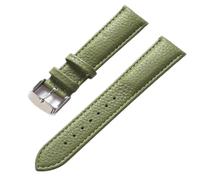 13-22mm Litchi Grain Cowhide Strap Men's and Women's Soft Leather Watch Strap Accessories, Olive Green, 21mm