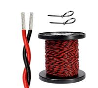 13-26 Gauge 200FT Flexible High Temperature Twisted Pair Wire Cable, 26/24/22/20/18 AWG 600V Tinned Copper FEP Insulated Cable For LED Lighting Solar Systems Home Use(Red-black,18AWG)