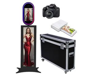 13.3" Magic Mirror LCD Photo Booth with RGB Light, APP Control, Touch Screen Photo Booth Selfie Station Shell Stand for Events (Black, Photo Booth + Camera