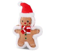 13.4'' Christmas Squeaker Dog Toys Stuffed Gingerbread Man Dog Plush Chew Toys Holiday Stocking for Small, Medium, Large Dogs Breed
