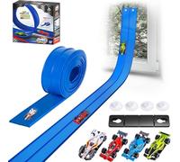13.5 Ft Flexible Race Track with Suction Cups Compatible with Hot-Wheel Track - Rolls Up Portable DIY Racetrack Compatible with Diecast 1/64th Cars Model - Gifts for Boys Girls Ages 3+