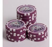 13.5 Gram Plastic Numbered Casino Single Poker Chip Roll (500)