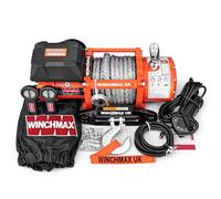13,500lb 12V Winch. 15m x 11mm Synthetic Rope. 3/8 inch Hook. Mounting Plate. (Short Drum).
