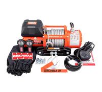 13,500lb 12v Winch with Synthetic Rope, 3/8 inch Hook, Mounting Plate and Remotes for Trailer and Recovery Trucks