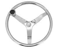 13.5in Boat Steering Wheel, 3 Spoke Stainless Steel, Rustproof Marine Hardware - Durable Construction, Weatherproof Design, Easy Operation for Boats