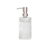 13.5oz Glass Soap Dispenser with Stainless Steel Pump Matte Finish, Wide Mouth Easy Refill for Kitchen Bathroom Countertop(Silver 3)