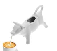 13.5X3.5X7.5cm Small Milk Jugs Cow Shape Milk Jug White Ceramic Milk Creamer Pitcher Syrup Server Heat Resistant Cartoon Creamer Pitcher Portable Creamer Jar for Camping
