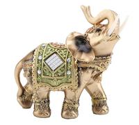 13.5x6x14cm Feng Shui Set Chinese Lucky Elephant Statue SculptureElephant Figurines with Trunk Up for Home Office Decoration Good Lucky Gift(L) Ornaments