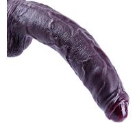 13.6 inch XXL Giant Uncut Dildo, Huge Foreskin Realistic Dildo, Black Silicone Anal Penis with Big Suction Cup, Thick Fat G-spot Penis, Extra Long Large Adult Wide Sex Toys Advanced Player Toy