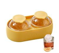 - 13.6 x 7.3 cm Ball Maker, Planet-Shaped Food-Grade Silicone Mould with Lids, 5 cm Round Cubes for Whiskey, Cocktails and Coffee, Reusable Kitchen Bar Tool for Parties