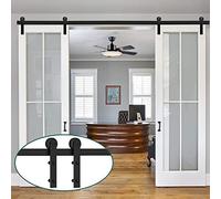 13.6FT Heavy Duty Sliding Barn Door Hardware Kit 415cm Double Track System Easy Installation Smooth Glide Ideal for Home Office Rustic Farmhouse Modern Decor