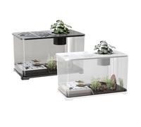 13.7 Inch Desktop Aquarium, Large Fish Tank Kit, Modern Container with Turtle Resting Zone, Stylish Home Decoration for Betta Shrimp Aquatic Plants, for Office Bedroom Living Room, Aquarium