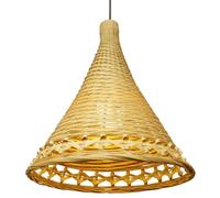13.7-inch Hat Shaped Bamboo Lamp Creative Retro Handmade Lighting Fixtures Kitchen Island, Bedroom, Bedside, Tea Room (Natural Color)