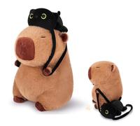 13.7inch Capybara Plush Toy Capybara Toy Stuffed Capybara with Black Cat Plush Cuddly Toys Stuffed Animal Soft Animal Plushie Hugging Pillow Large Fluffy Cushion Doll Present for Birthday New Year