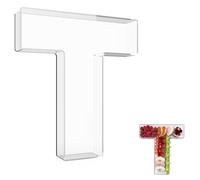 13.8" Extra Large Acrylic Letter Charcuterie Board Box, Reusable Fillable Letter Cake Candy Dish Display Serving Tray for Birthday Anniversary Party Decoration (T)