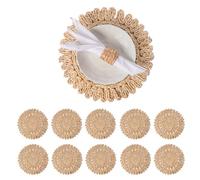13.8" Set of 10 Round Woven Corn Husk Placemats by Laquedecraft