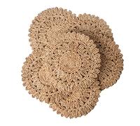 13.8" Set of 6 Round Woven Corn Husk Placemats by Laquedecraft