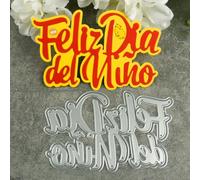 13.9x8.8cm Spanish Happy Children's Day Cutting Dies Cut Stencils for Card Making Scrapbook Album Decoration,Embossing Stencil Template