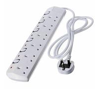 13 Amp 6 Gang Way 2 Metre Power Adapter Individually Switched Mains Extension Lead UK Pin Plug & Cable Multi Socket Strip