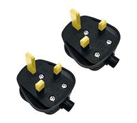 13 Amp Plug UK, 3 Pin Plug UK, Black Plugs 3 Pin with Cord Grip Rewireable Heavy Duty Replacement Plugs, 2 PACK