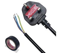 13 Amp Plug UK Equipped with Insulating Tape, Compliant with BS-1363 Standard, 3 Core Electrical Cable with 13A Fused, 1.5 m (4.9ft) UK Plug Power Cord Compatible with Various Electrical Equipment