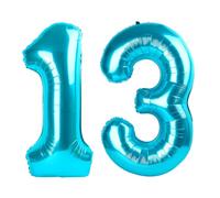 13 Balloon Number for Boys Girls, 40 Inch Number Balloons, Light Blue Ballons Decoration for 13 31 Birthday Party, Wedding Anniversaries, Graduation