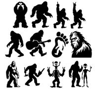 13 Big Foot Fun Waterproof Stickers - Use on Car Bumpers, Laptops, Mirrors, Water Bottles, Scrabooking, Party Bag Fillers, Gifts (Black, 8cm (3.1"))