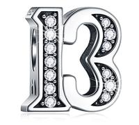 13 Birthday Charms fits Pandora Style Bracelet, 925 Sterling Silver 13th Anniversary Beads with CZ Birthstones, Number 13 Years of Love Gifts for Kids/Girlfriend/Boyfriend