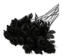 13 Black Roses Artificial Flowers, Elegant Black Artificial Roses for Wedding Centerpieces, Bridal Bouquets, Home Decoration, Party Arrangements, Photography Props, Pollen-Free Floral Alternatives