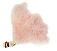13 Bones Ostrich Feather Fan 90cm*60cm Vintage Folding Burlesque Fans Bellydance Customized Colourful Crafts Fan with Feathers-Peach Pink-a Pair(Two)