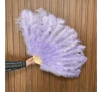 13 Bones White Ostrich Feathers Fan 130CM for Carnival Stage Performance Dancer Props Fluffy Ostrich Feather Hand Folding Fan-Light Purple-Big Fan 1PC